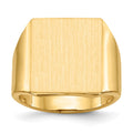 14k 15.5x17.5mm Rectangle Open Back Mens Signet Ring, Size 10, 72.76 mm