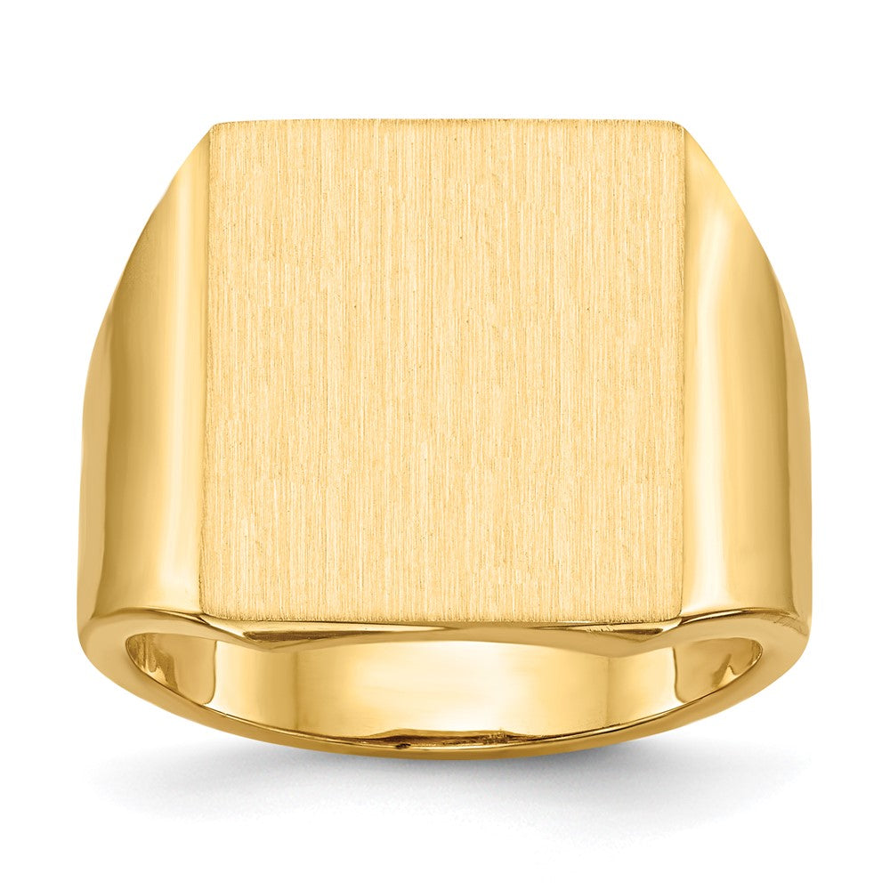14k 15.5x17.5mm Rectangle Open Back Mens Signet Ring, Size 10, 72.76 mm