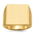 14k 16.5x17.5mm Rectangle Open Back Mens Signet Ring, Size 10, 99.41 mm