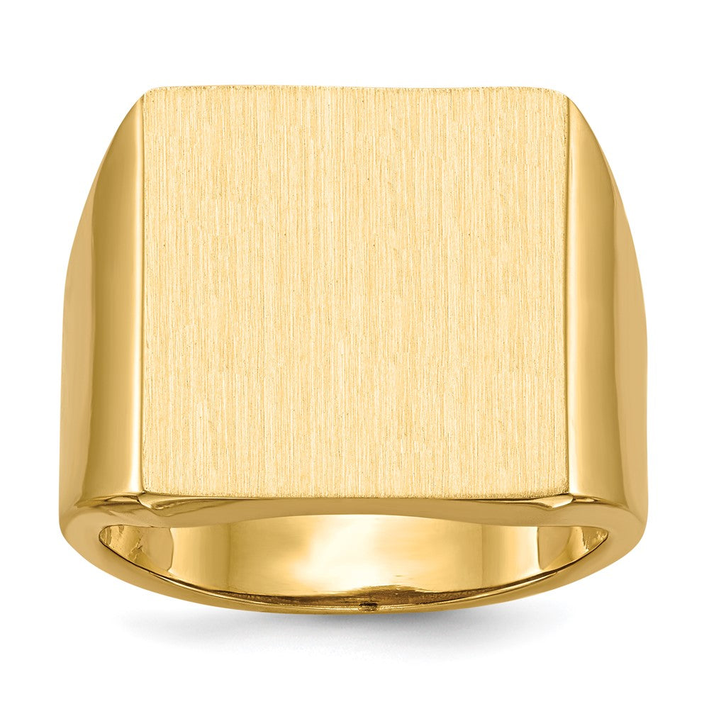 14k 16.5x17.5mm Rectangle Open Back Mens Signet Ring, Size 10, 99.41 mm