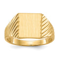 14k 8.0x9.5mm Rectangle Closed Back Signet Ring, Size 6
