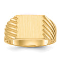 14k 9.0x9.0mm Square Closed Back Signet Ring, Size 8