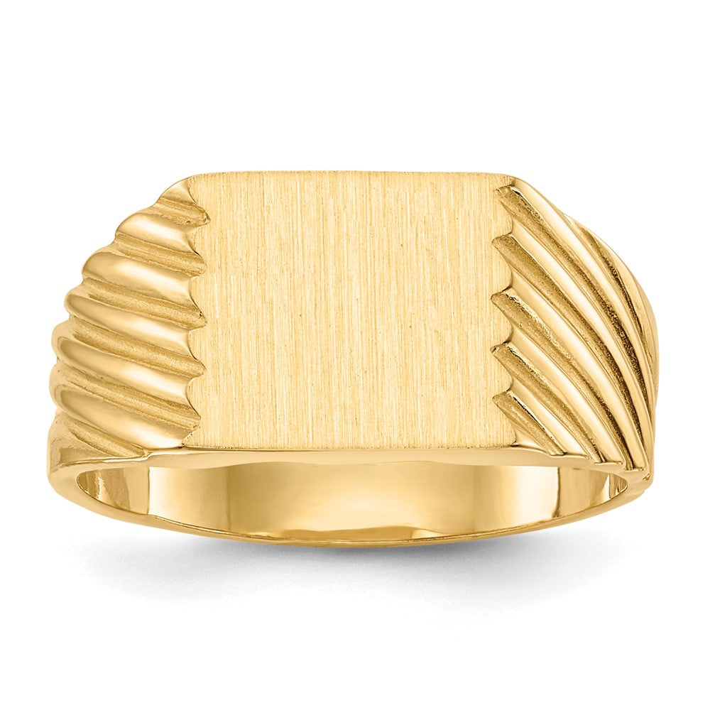 14k 9.0x9.0mm Square Closed Back Signet Ring, Size 8
