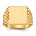 14k 13.0x13.0mm Square Closed Back Mens Signet Ring, Size 9