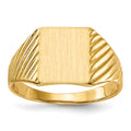 14k 8.0x9.5mm Rectangle Open Back Signet Ring, Size 6