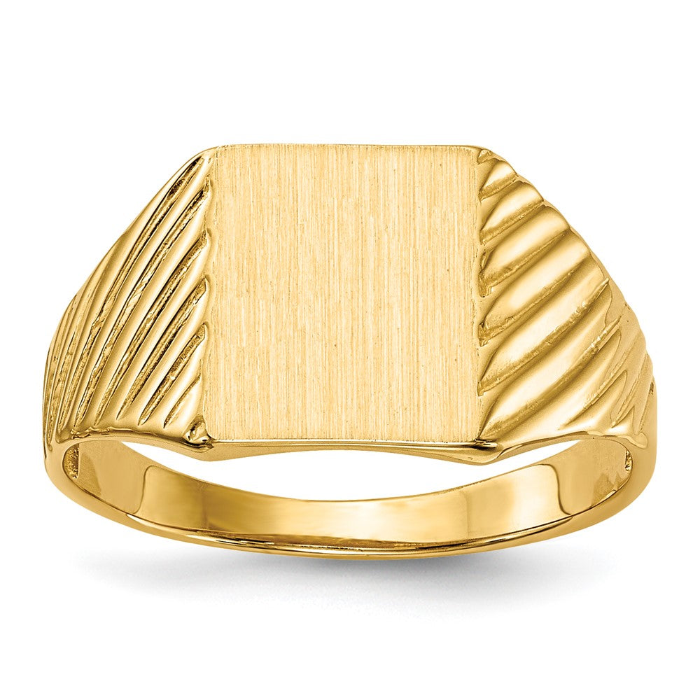 14k 8.0x9.5mm Rectangle Open Back Signet Ring, Size 6
