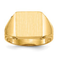 14k 12.0x12.0mm Square Open Back Mens Signet Ring, Size 9