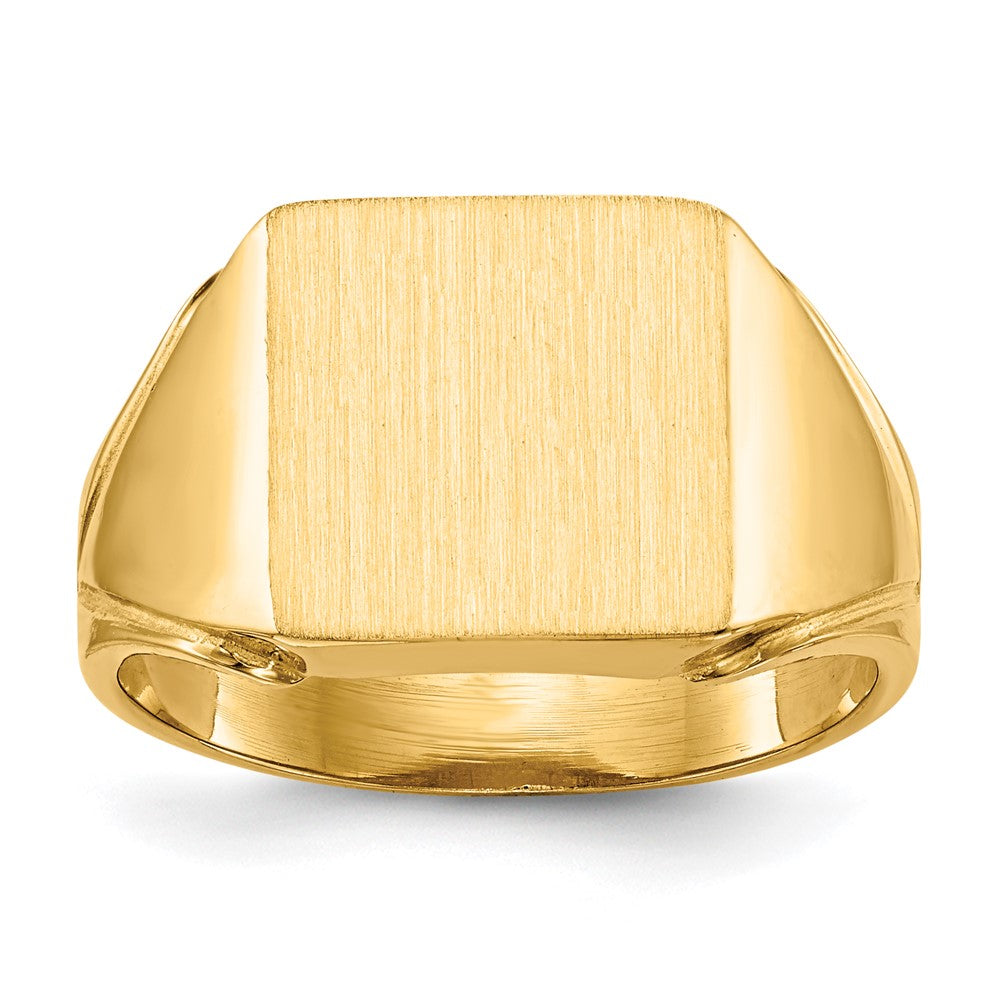 14k 12.0x12.0mm Square Open Back Mens Signet Ring, Size 9