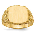 14k 13.5x13.5mm Cushion Open Back Mens Signet Ring, Size 10, 57.43 mm