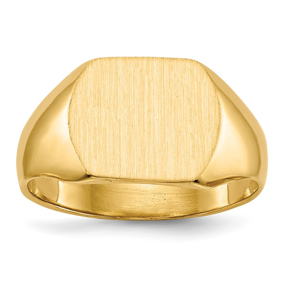 14k 12.0x10.5mm Closed Back Signet Ring, Size 8