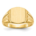 14k 8.5x10.5mm Cushion Closed Back Signet Ring