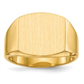 14k 14.5x13.5mm Closed Back Mens Signet Ring, Size 10