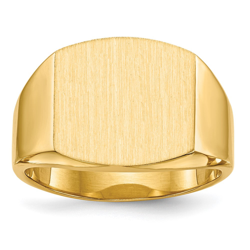 14k 14.5x13.5mm Closed Back Mens Signet Ring, Size 10