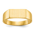 14k 10.5x5.5mm Rectangle Closed Back Signet Ring, Size 6