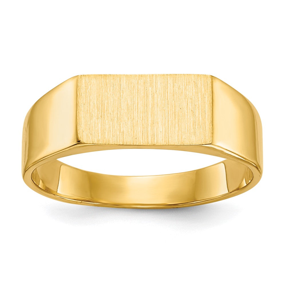 14k 10.5x5.5mm Rectangle Closed Back Signet Ring, Size 6