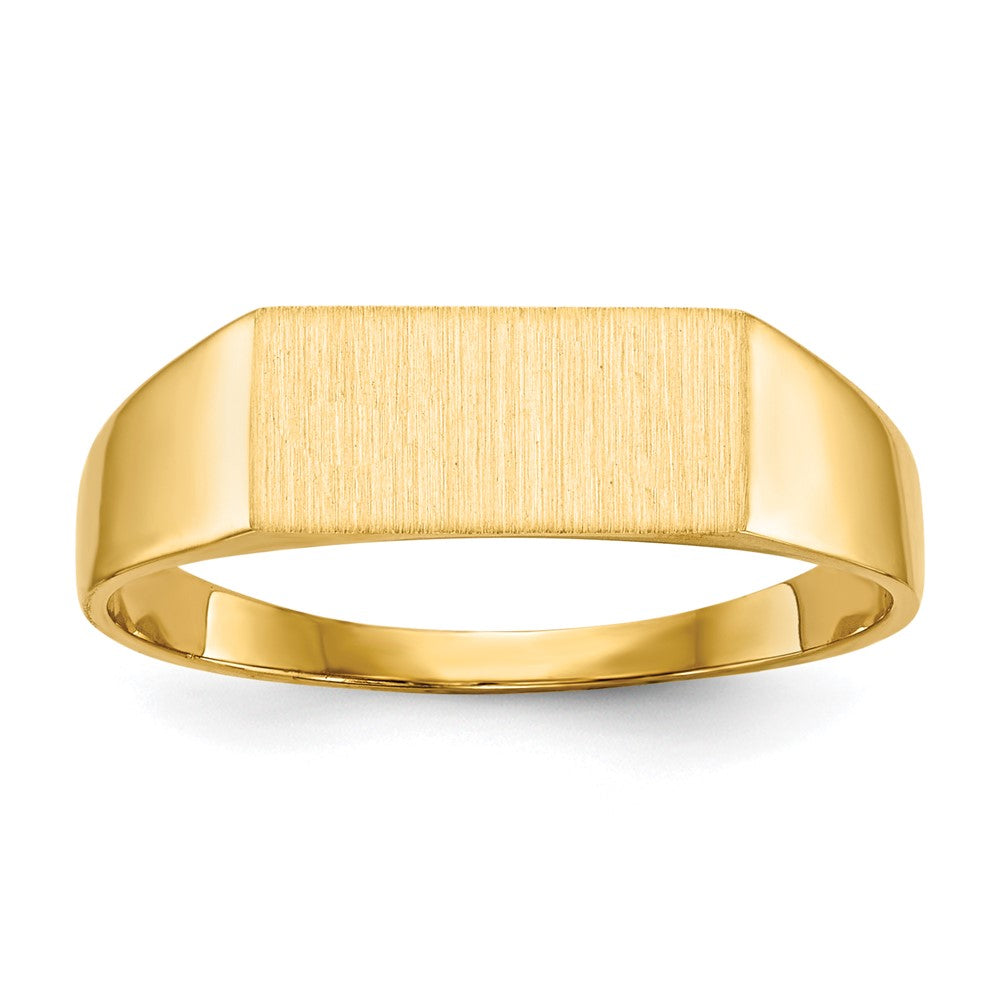 14k 12.0x5.5mm Rectangle Closed Back Signet Ring, Size 8, 33.65 mm