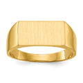 14k 13.0x7.0mm Rectangle Closed Back Signet Ring, Size 8