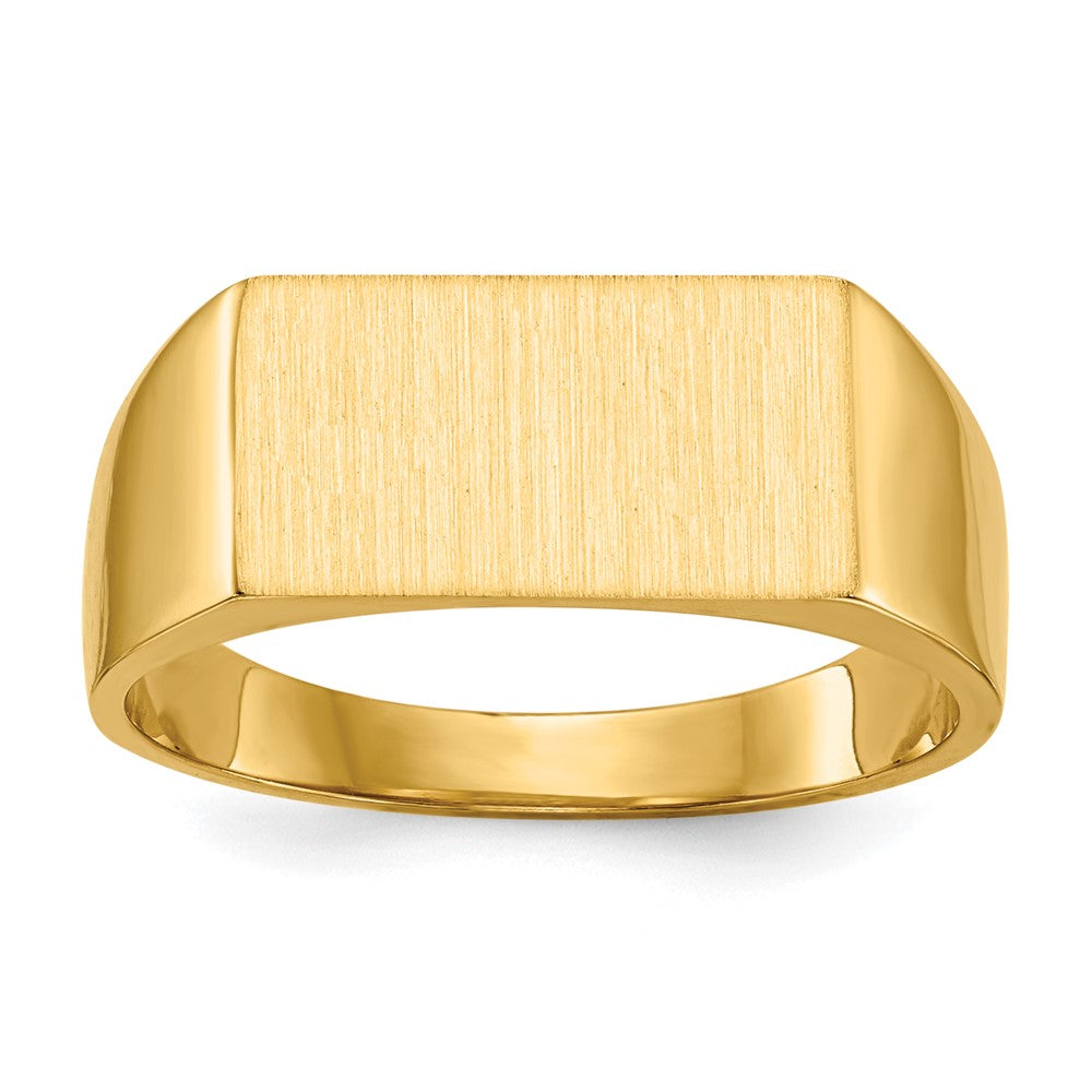 14k 13.0x7.0mm Rectangle Closed Back Signet Ring, Size 8