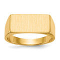 14k 16.5x8.0mm Rectangle Closed Back Mens Signet Ring, Size 9