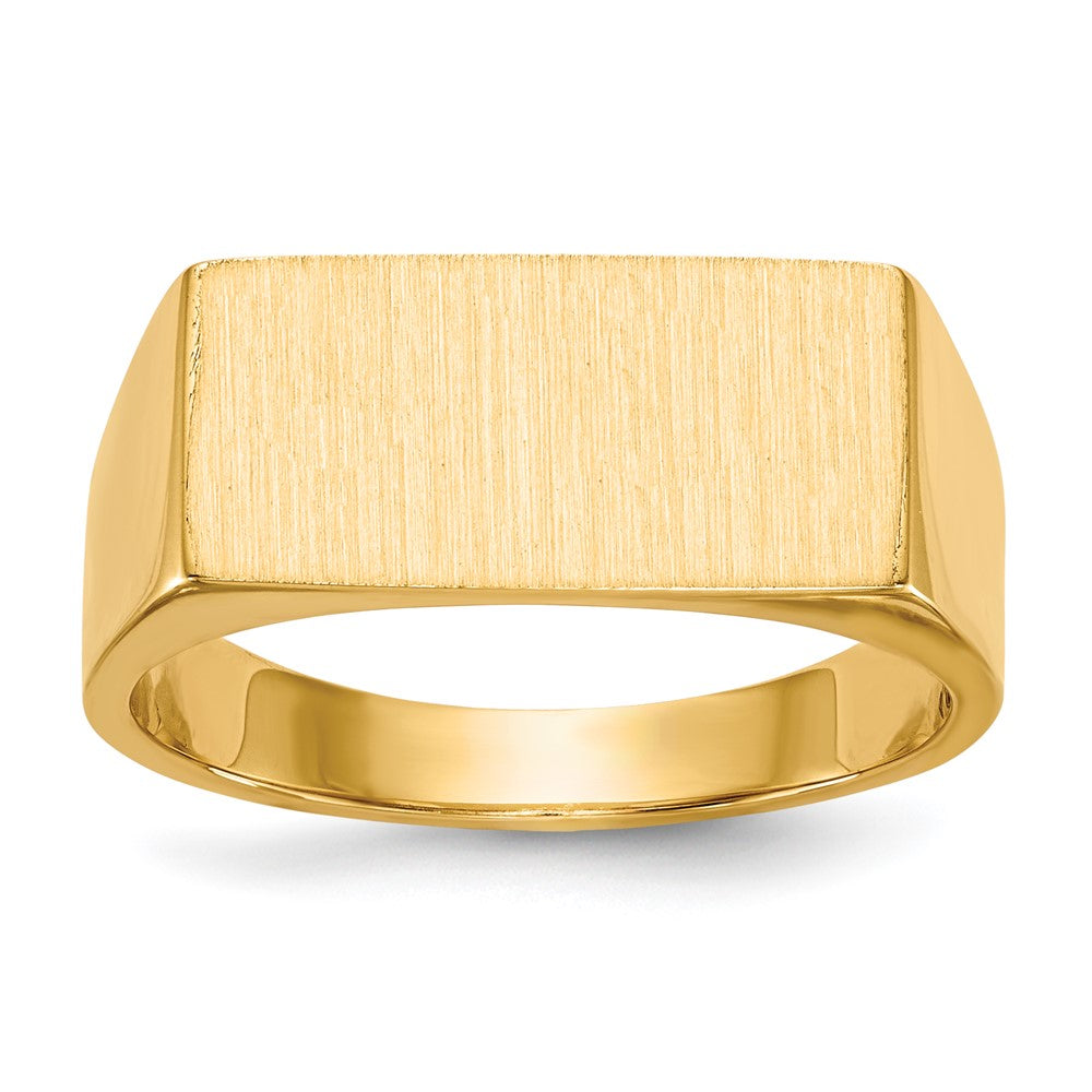 14k 16.5x8.0mm Rectangle Closed Back Mens Signet Ring, Size 9