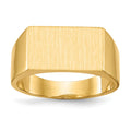 14k 15.0x9.0mm Rectangle Closed Back Mens Signet Ring, Size 10