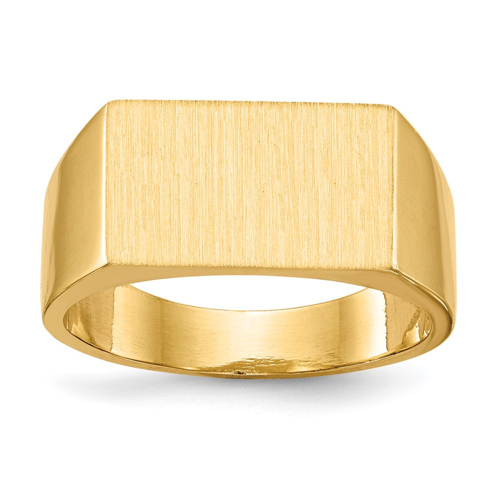 14k 15.0x9.0mm Rectangle Closed Back Mens Signet Ring, Size 10