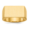 14k 18.0x10.5mm Rectangle Closed Back Mens Signet Ring, Size 9.25
