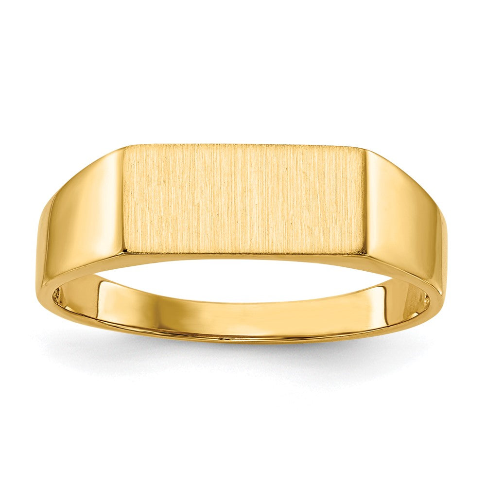 14k 12.0x5.5mm Rectangle Open Back Signet Ring, Size 8, 23.81 mm