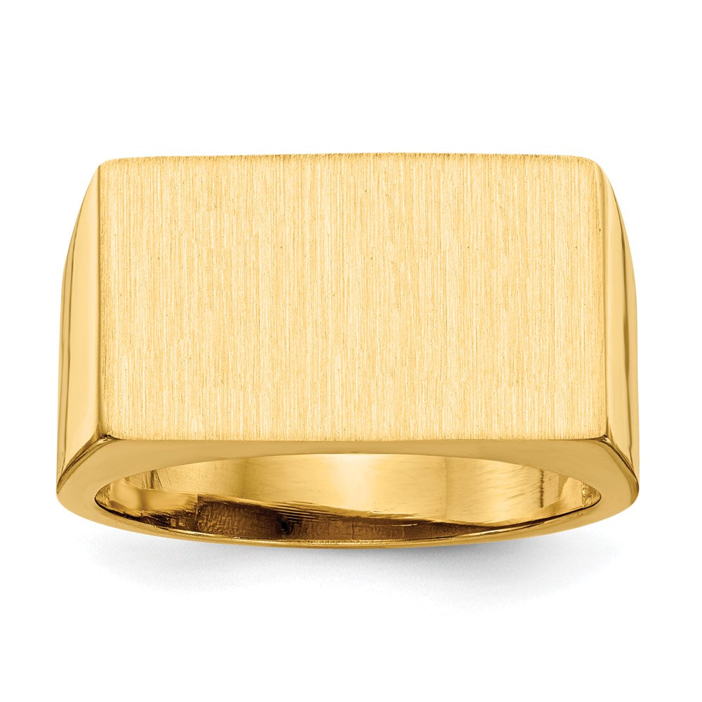 14k 18.0x11.0mm Rectangle Open Back Mens Signet Ring, Size 10