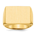 14k 19.5x14.5mm Rectangle Open Back Mens Signet Ring, Size 10