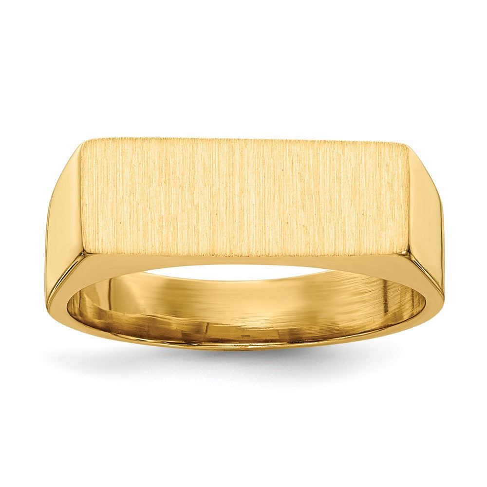 14k 16.0x6.0mm Rectangle Closed Back Signet Ring, Size 8