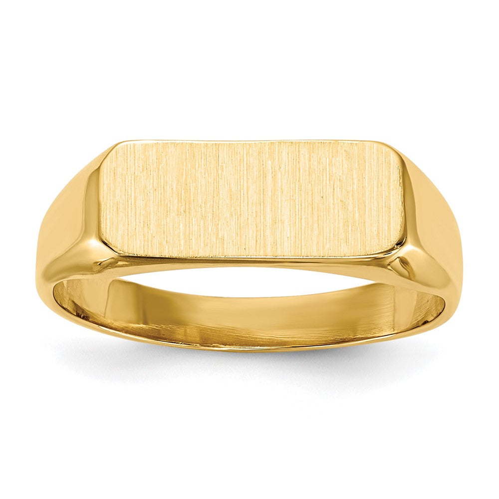 14k 13.5x5.5mm Rectangle Closed Back Signet Ring, Size 6