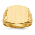 14k 16.5x15.0mm Closed Back Mens Signet Ring, Size 10