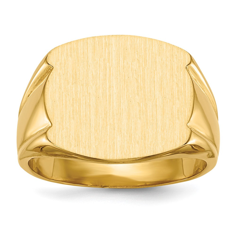 14k 16.5x15.0mm Closed Back Mens Signet Ring, Size 10