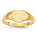 14k 8.5x7.5mm Closed Back Heart Signet Ring, Size 6