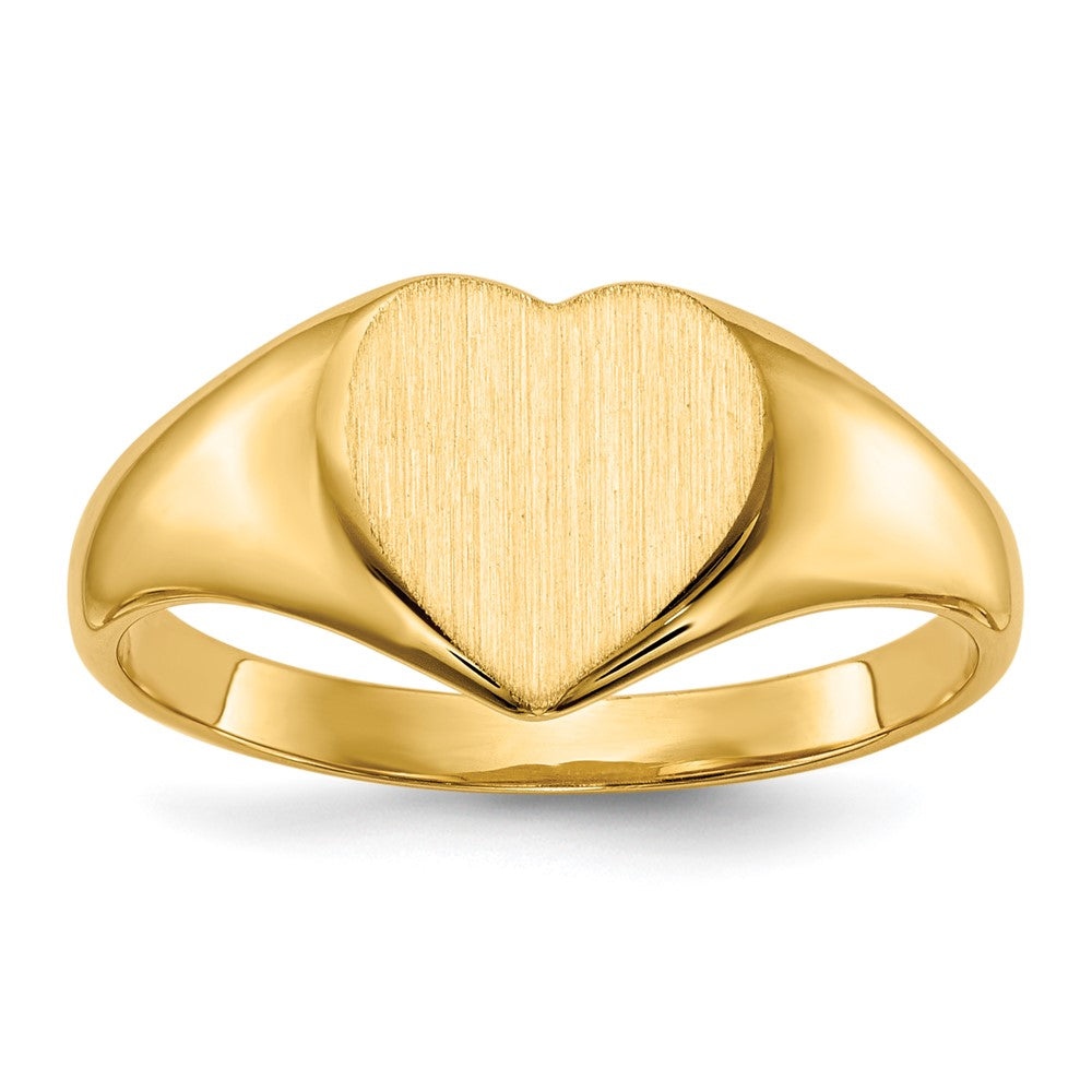 14k 9.0x9.0mm Closed Back Heart Signet Ring, Size 5