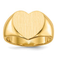 14k 12.5x11.5mm Closed Back Heart Signet Ring, Size 6