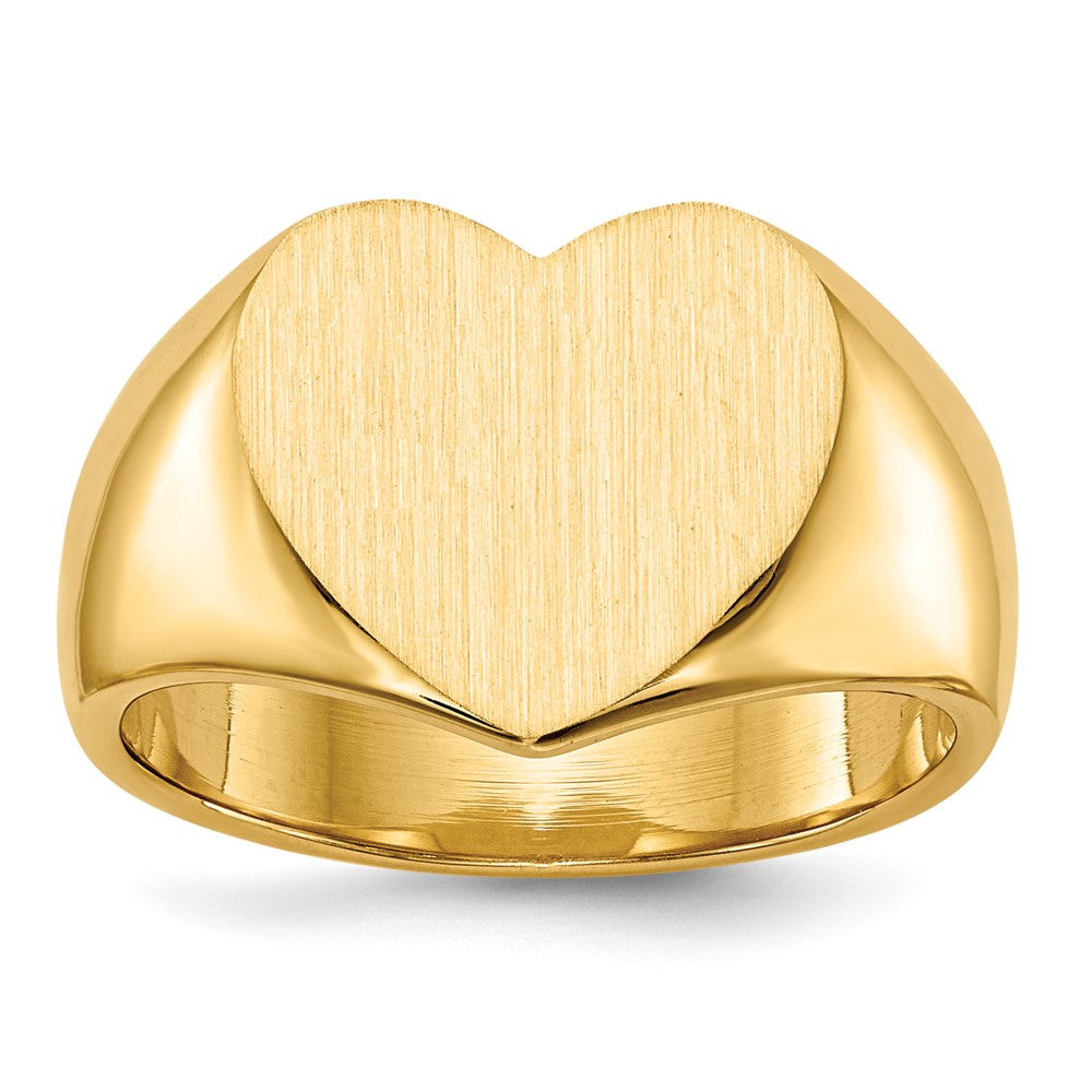 14k 12.5x11.5mm Closed Back Heart Signet Ring, Size 6
