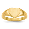 14k 8.5x7.5mm Open Back Heart Signet Ring, Size 6