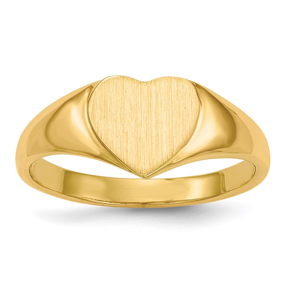 14k 8.5x7.5mm Open Back Heart Signet Ring, Size 6