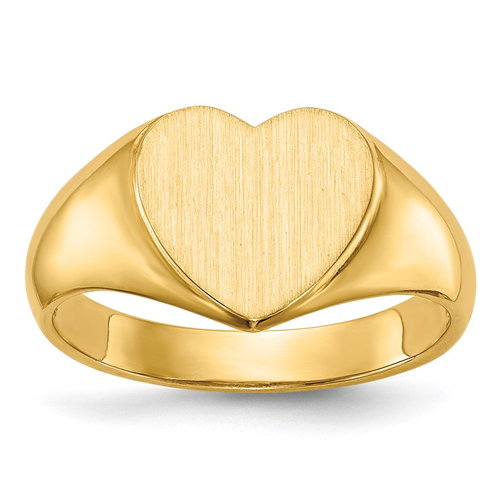 10k 9.5x9.5mm Heart Open Back Signet Ring, Size 6