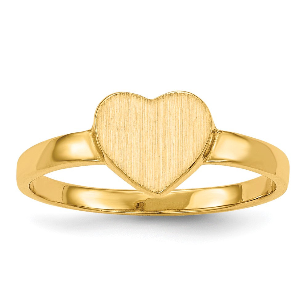 10k 6.5x7.5mm Heart Open Back Signet Ring, 2 mm