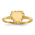 14k 6.5x6.0mm Open Back Scalloped Edge Heart Signet Ring, 17.81 mm