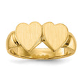 14k 8.0x8.0mm Closed Back Double Heart Signet Ring, Size 6
