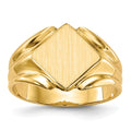 14k 11.5x11.5mm Square Closed Back Signet Ring, Size 6