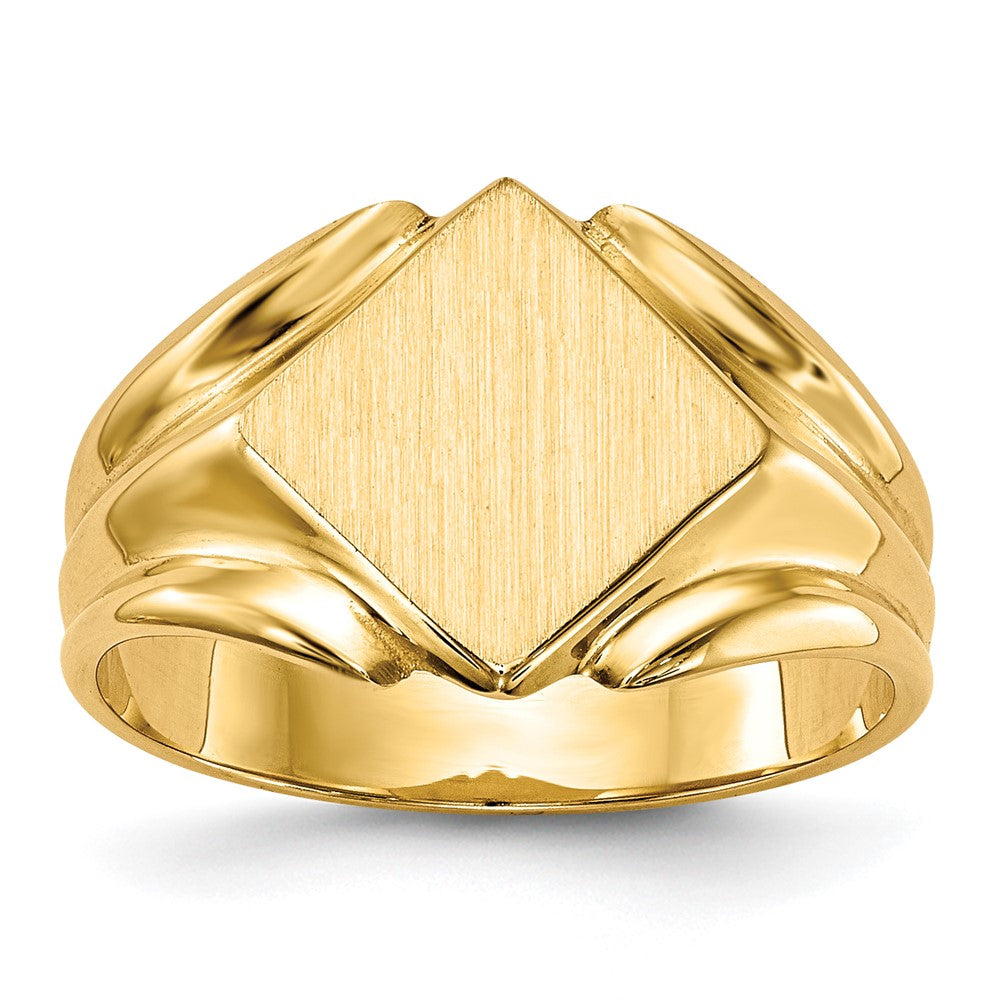 14k 11.5x11.5mm Square Closed Back Signet Ring, Size 6
