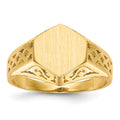 14k 9.5x8.5mm Hexagon Open Back Signet Ring, 23.12 mm