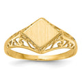 14k 8.5x8.0mm Square Open Back Signet Ring, Size 5.25