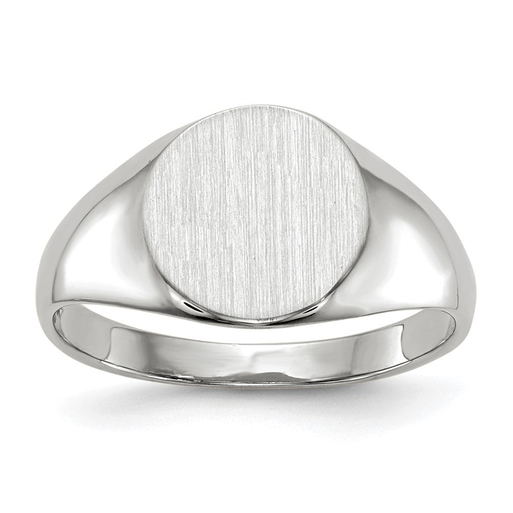 10k White Gold 9.0x9.0mm Closed Back Signet Ring, Size 6
