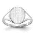 14k White Gold 9.0x10.0mm Oval Closed Back Signet Ring, Size 6
